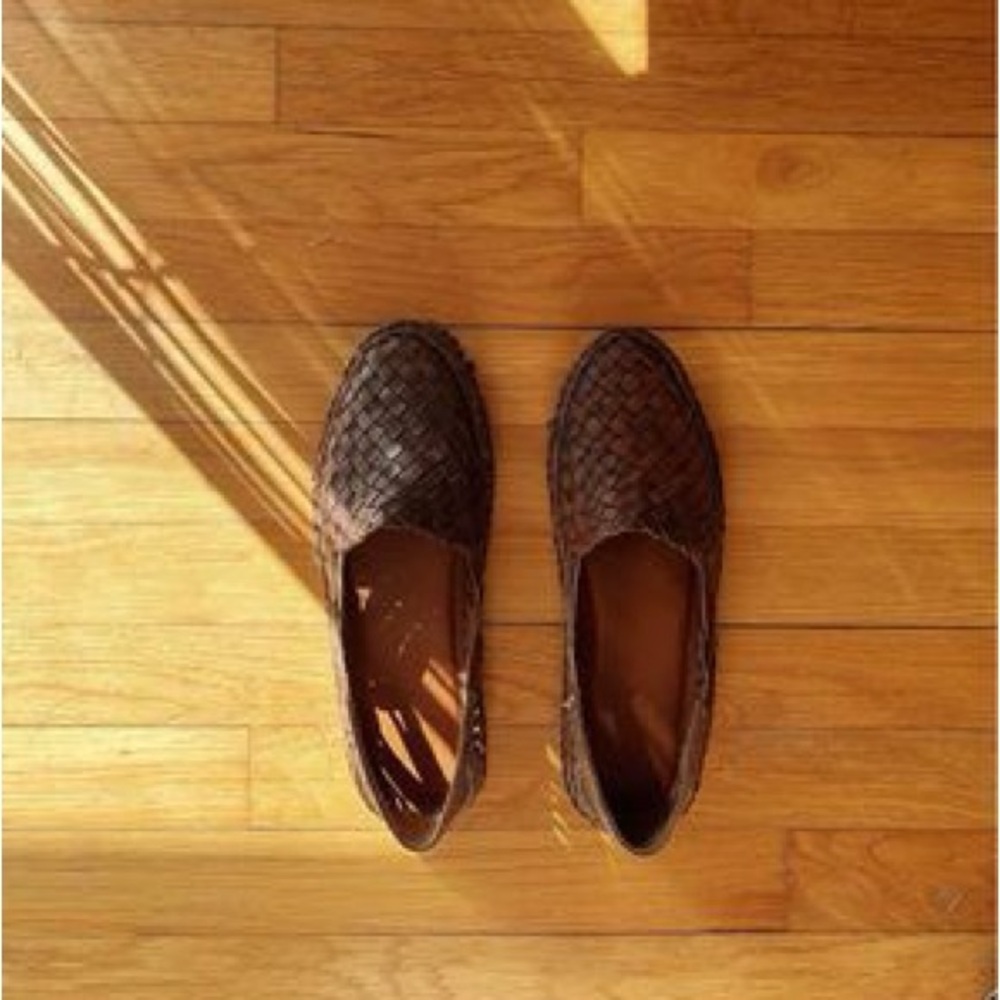 Mohinders Men’s Leather Woven Mules in Dark Walnut